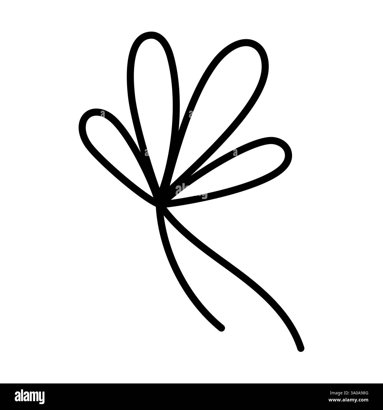 Symbol mit handgezeichneter, gebundener Schleife. Winkendes Band im Doodle-Stil. Dekorationselement der Modellstruktur. Isoliert auf weiß. Vektor Stock Vektor