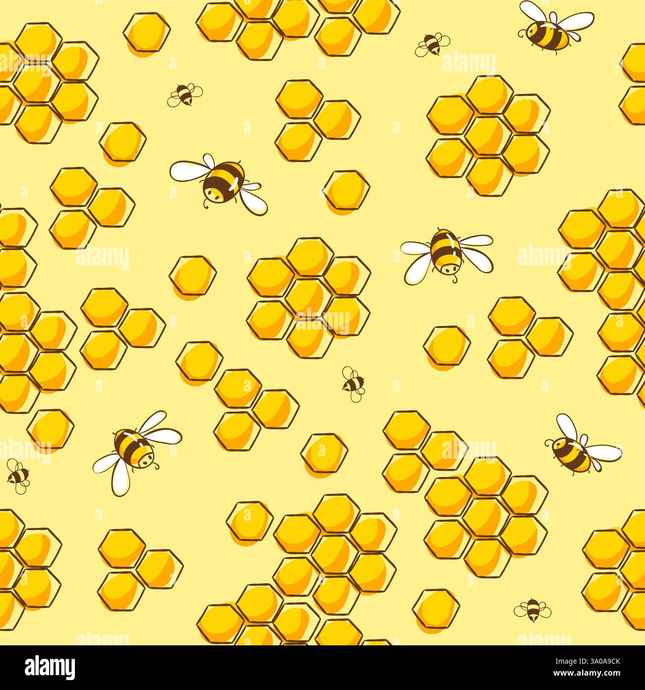 Niedliches nahtloses Muster mit fliegenden Bienen. Vektorabbildung EPS10. Stock Vektor