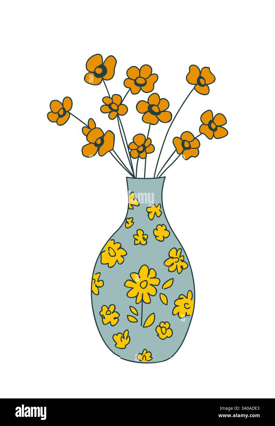 Eine Vase mit Blumen im Cartoon-Stil Stock Vektor