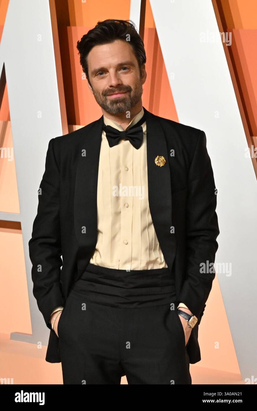 Beverly Hills, USA. März 2025. Sebastian Stan kam am 2. März 2025 bei der Vanity Fair Oscar Party im Wallis Annenberg Center for the Performing Arts in Beverly Hills, CA. © OConnor-Arroyo/AFF-USA.com Credit: AFF/Alamy Live News Stockfoto