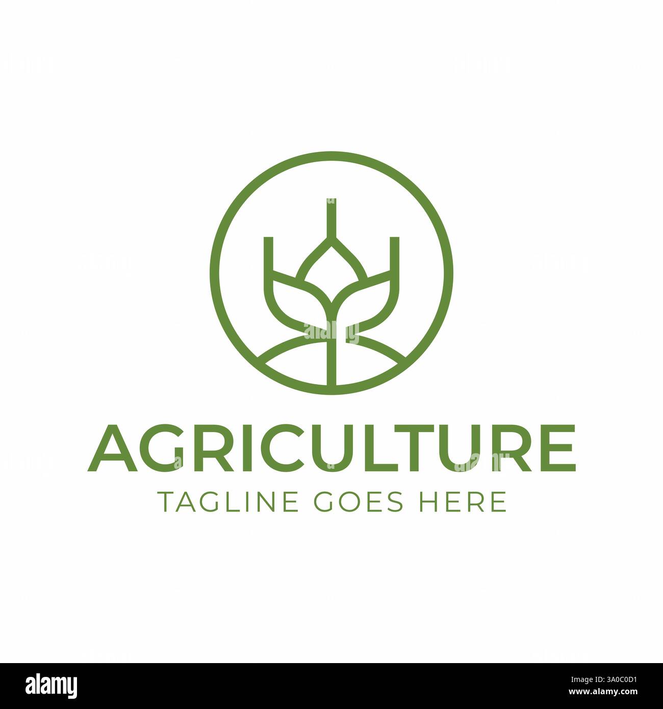 Modernes und kreatives Landwirtschafts-Logo mit grünem Pflanzensymbol Stock Vektor