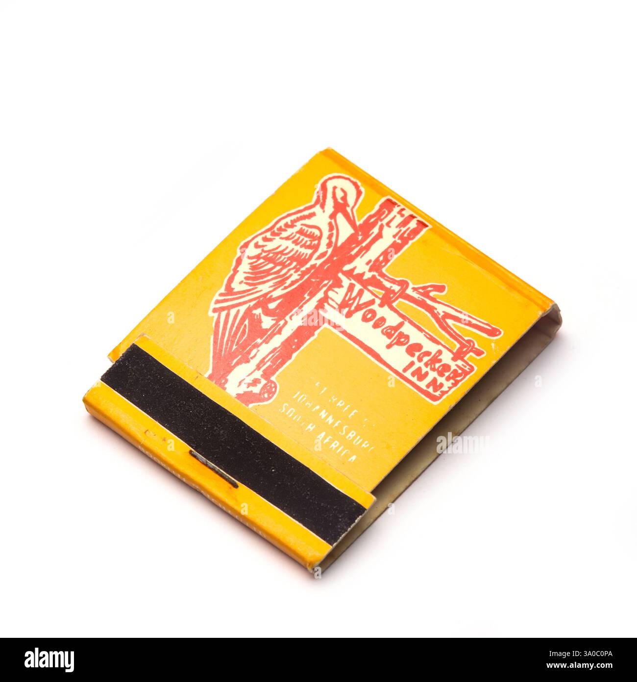 Woodpecker Inn, Johannesburg, Streichholzschachtel aus den 1960er Jahren. Stockfoto