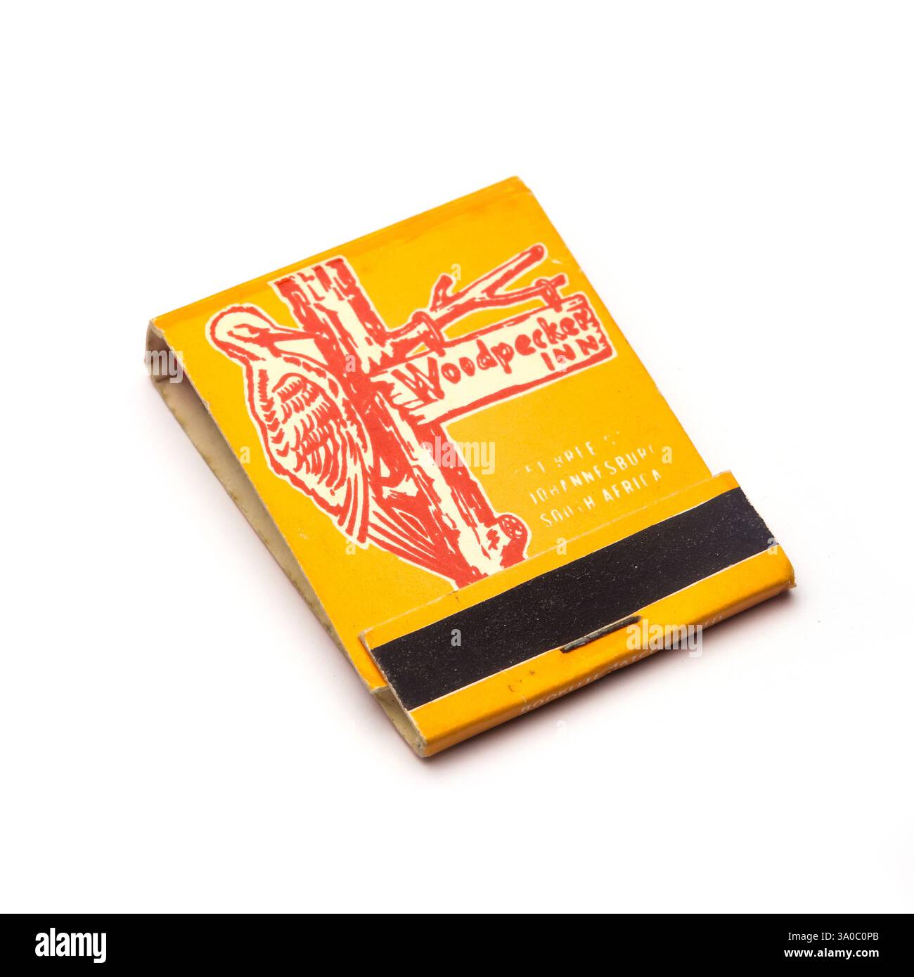 Woodpecker Inn, Johannesburg, Streichholzschachtel aus den 1960er Jahren. Stockfoto