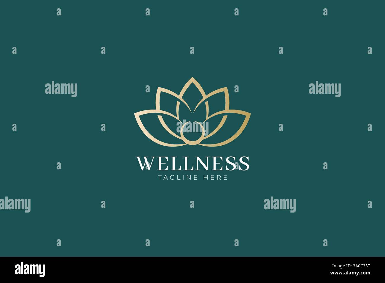 Luxuriöses Wellness-Logo-Konzept mit goldener Lotusblume Stock Vektor