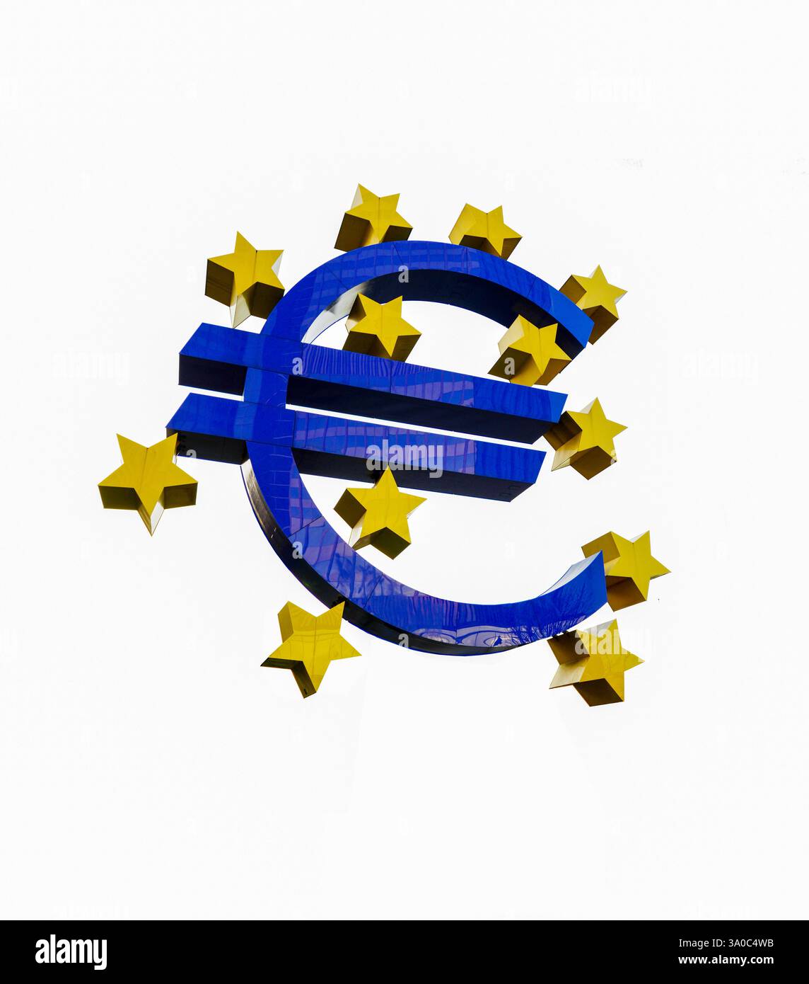 Euro-Symbol (isoliert) mit der Europäischen Zentralbank in Frankfurt am Main Stockfoto