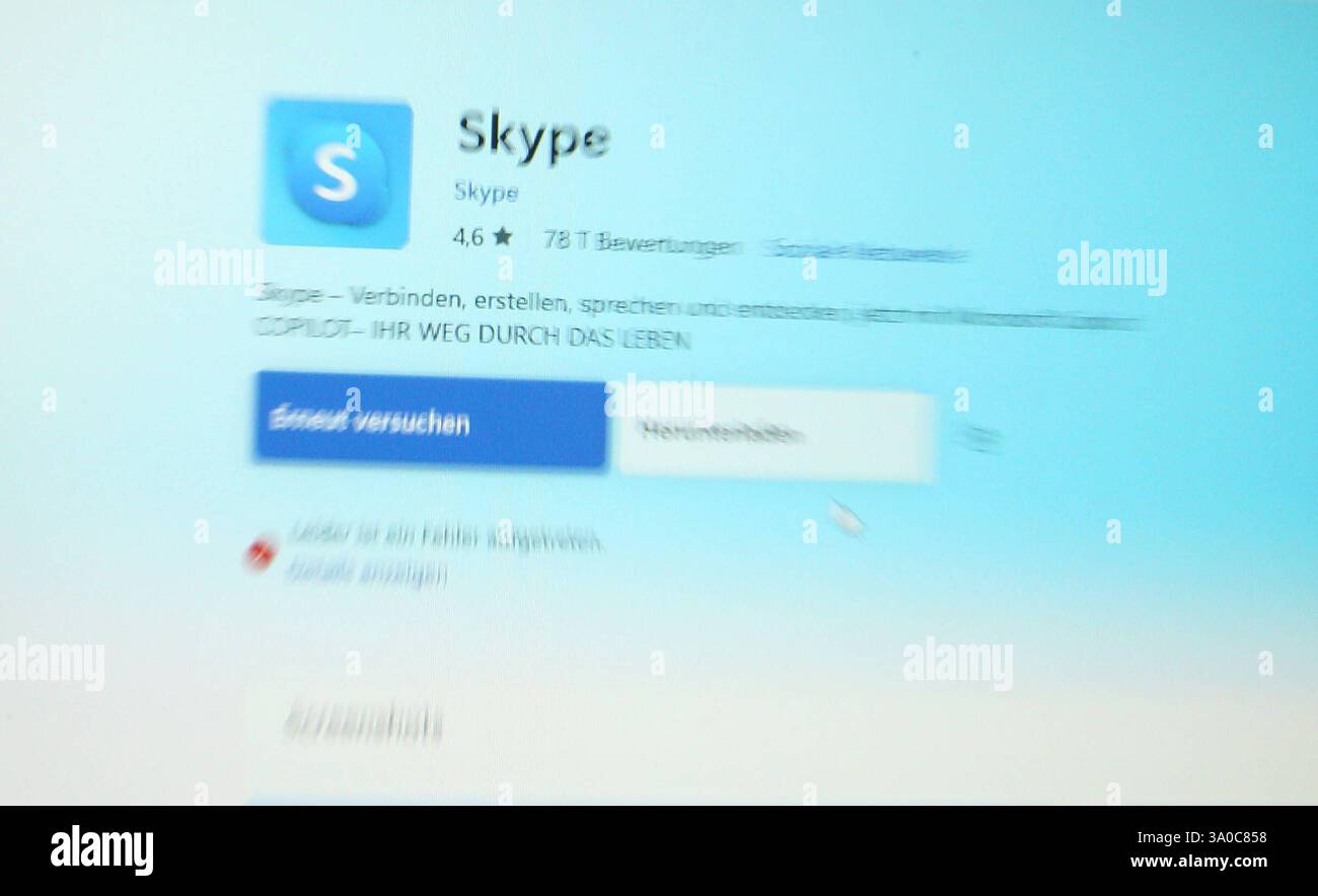 Auf einem Laptop wurde der Onlinetelefonie-Dienst Skype aufgerufen. Schnelsen Hamburg *** der Online-Telefondienst Skype wurde auf einem Laptop Schnelsen Hamburg aufgerufen Stockfoto