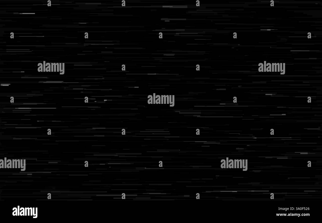 Störgeräusche im VHS. TV-Overlay-Struktur. Problem mit dem alten TV-Signal. Verzerrung im Retro-Kameraeffekt. Vorlage für Vintage-Wiedergabe oder Rückspulen. Videofehler Stock Vektor