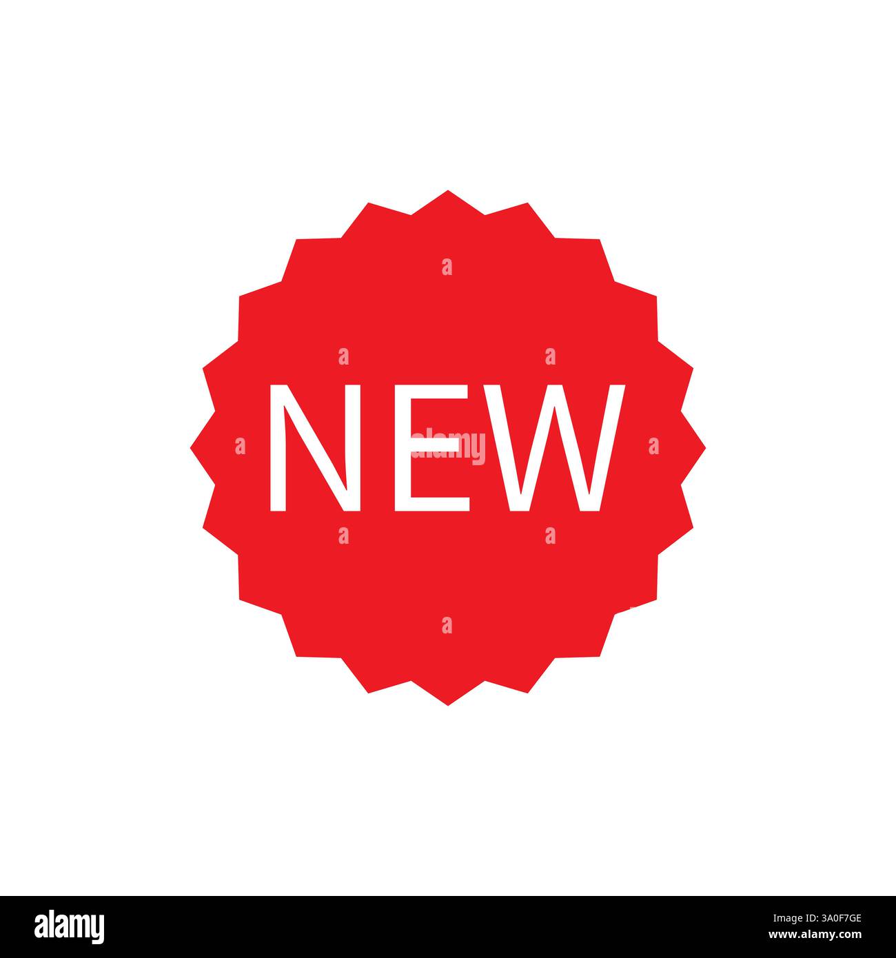 Symbol für neue Beschriftung. Rote Badge-Form. Aufkleber für Werbezwecke. Vektoremblem. Stock Vektor