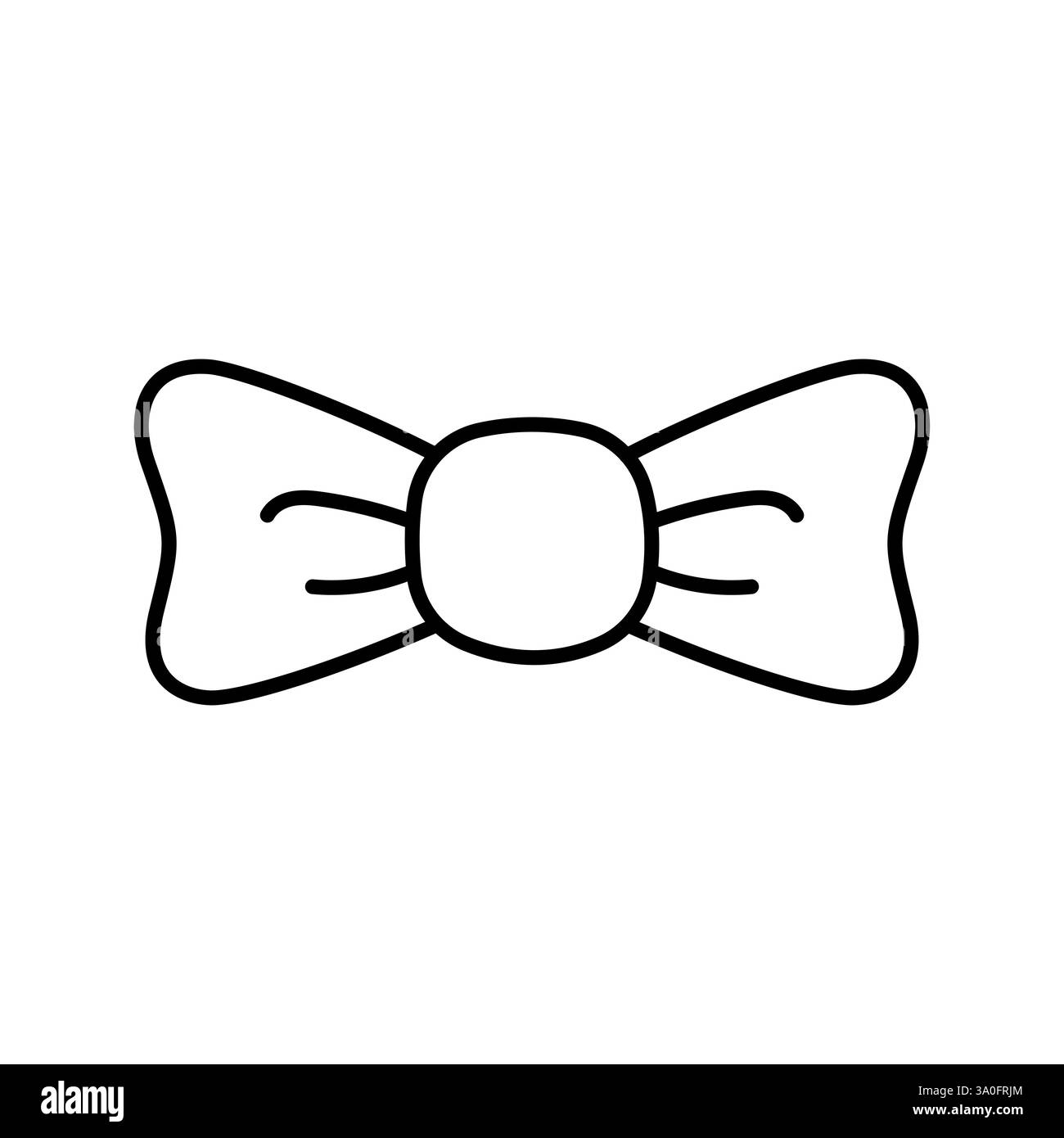 Symbol mit handgezeichneter, gebundener Schleife. Band im Doodle-Stil. Dekorationselement der Modellstruktur. Isoliert auf weiß. Vektor Stock Vektor