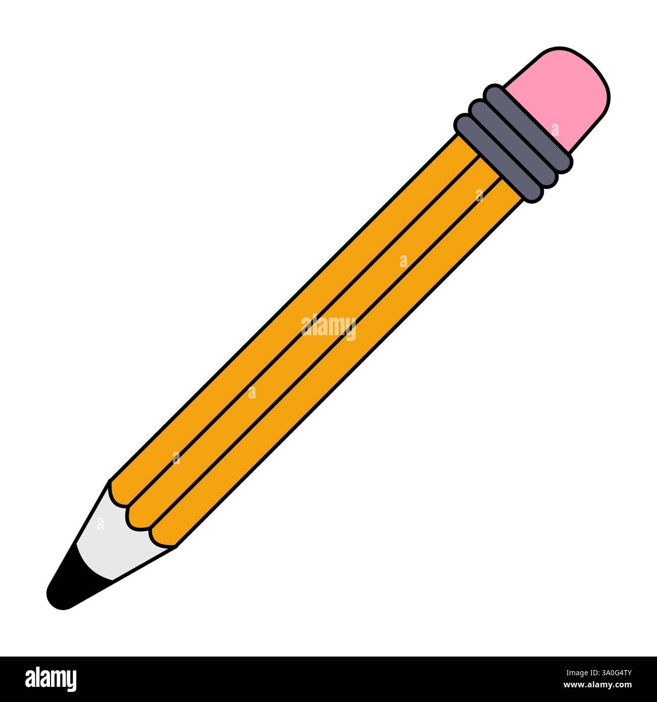 Hellgelber Bleistift, klassisches Schreibwerkzeug im Cartoon-Design Stock Vektor