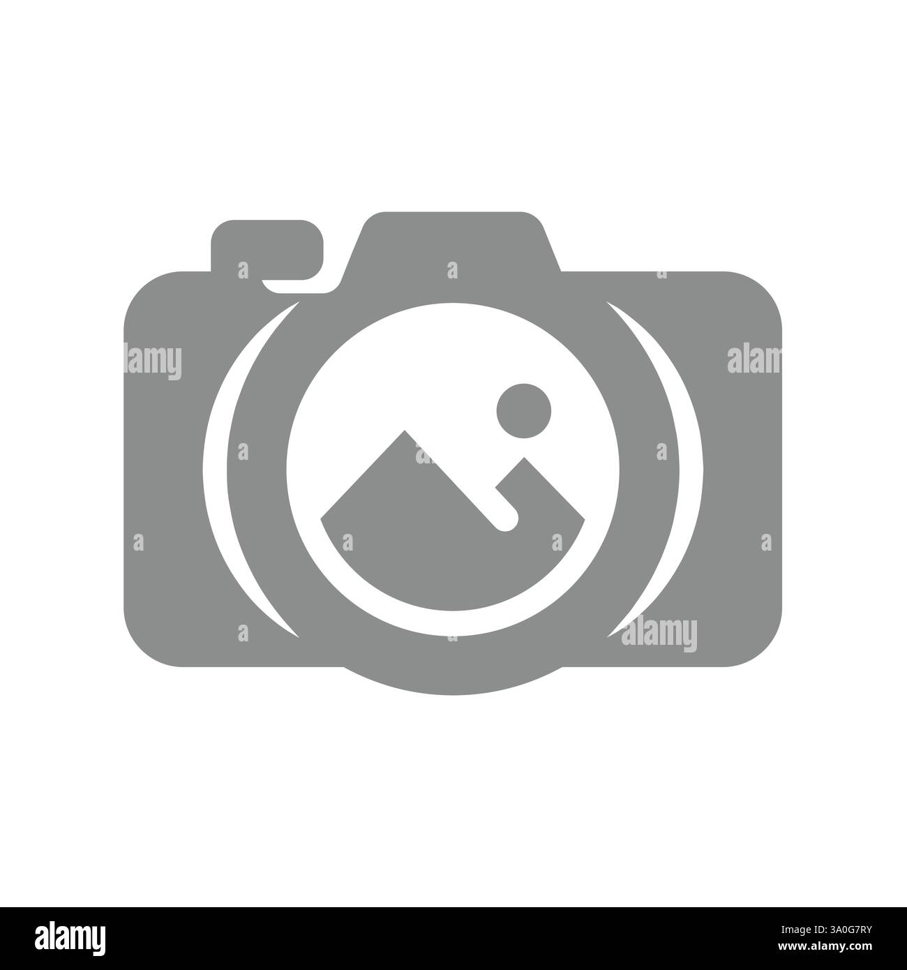 Symbol für Fotokamera und Fotovektor. Landschaftsfotografie und Fotograf-Symbol. Stock Vektor
