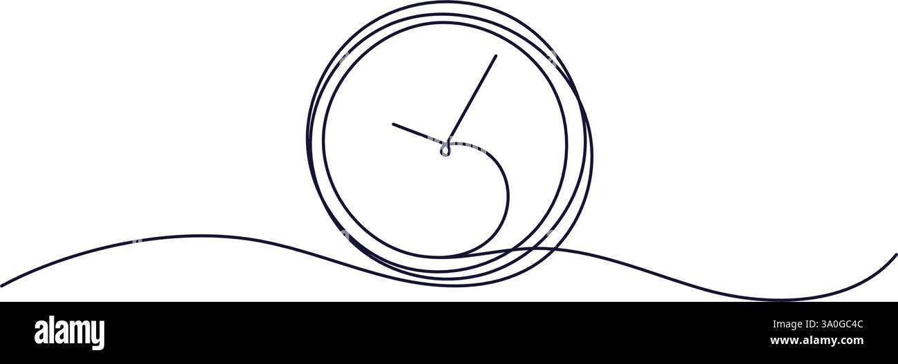 Uhr mit Pfeil. Ein dünnes, durchgehendes Symbol zum Thema Zeit, Termin, Morgen, Arbeitszeit auf transparentem Hintergrund. Sparen Sie Zeit COST Stock Vektor