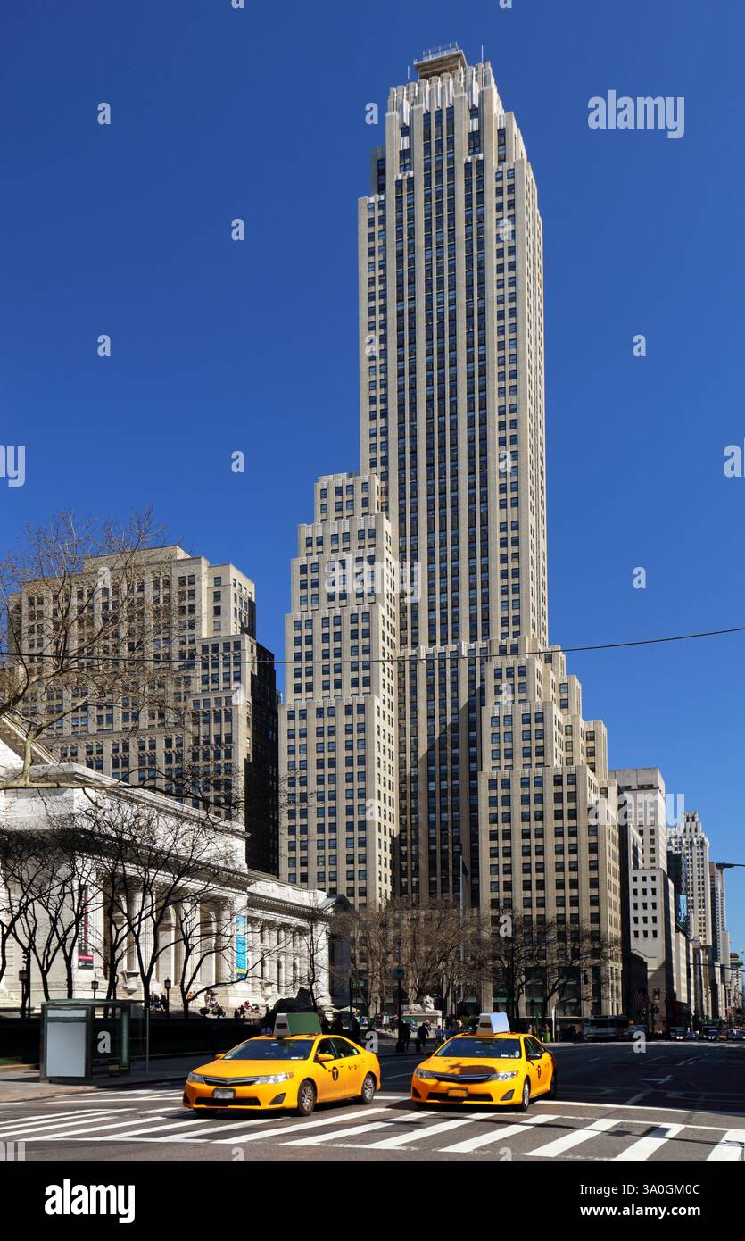 New York City mit gelbem Taxi Stockfoto