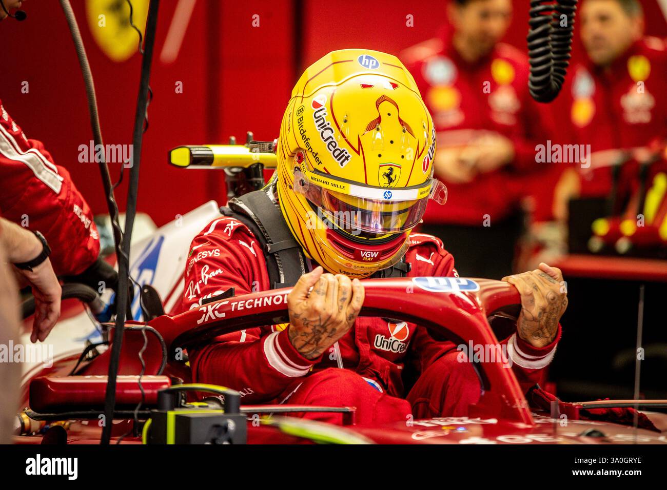 Sakhir, Bahrain. 26-28. Februar 2025. FIA F1-Weltmeisterschaft 2025. Test Vor Der Saison. Lewis Hamilton, Ferrari. Stockfoto