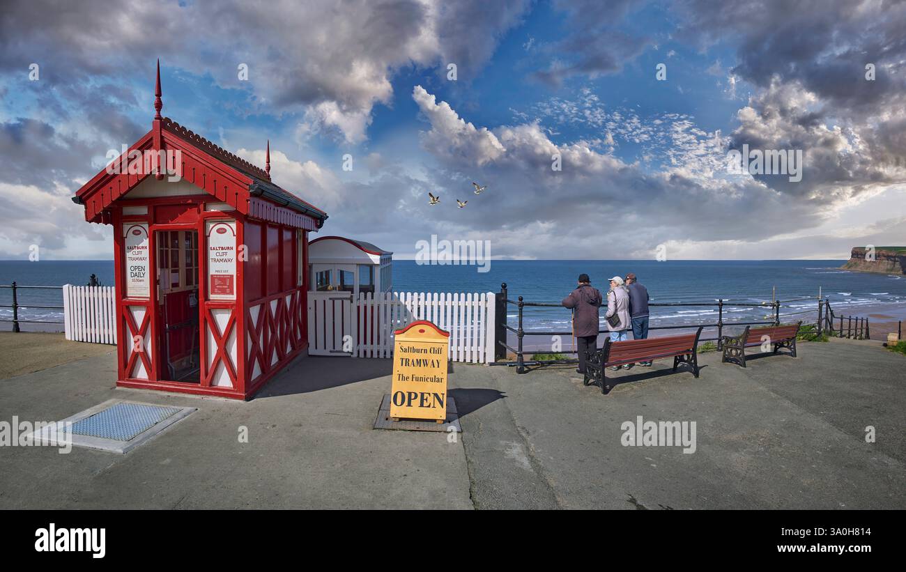 Saltburn by the Sea North Yorkshire victorian Ficular Tramway Cliff Lift, Betrieb Wasserhaushalt Cliff Standseilbahn im Vereinigten Königreich gebaut 1883. Stockfoto