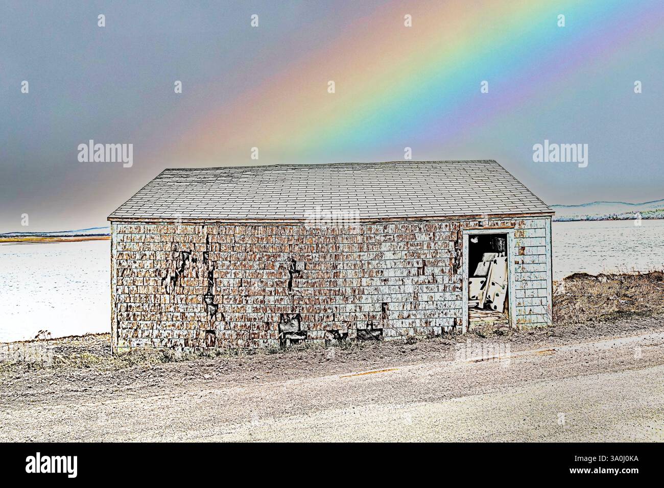 Fishing Shack Skizze - Burin Peninsula Stockfoto