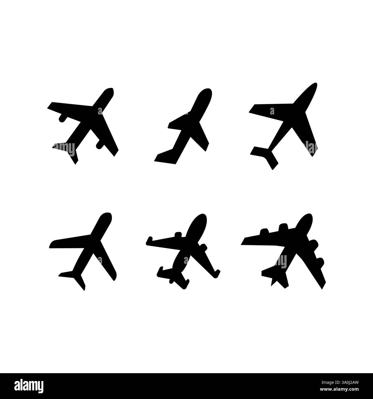 Symbolgruppe „Ebene“. Symbol für den Flugverkehr. Vektor des Flugzeugsymbols. Abbildung flach fahren. Fahrsymbol Stock Vektor