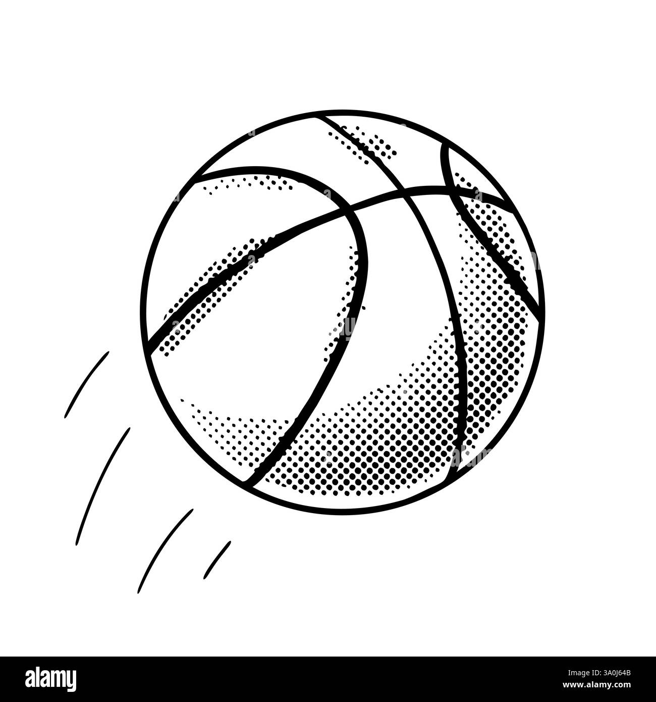 Basketballball mit strukturierter Oberfläche und schwarzen Nähten auf weißem Hintergrund. Begriff Sport und Wettbewerb. Vektorabbildung Stock Vektor