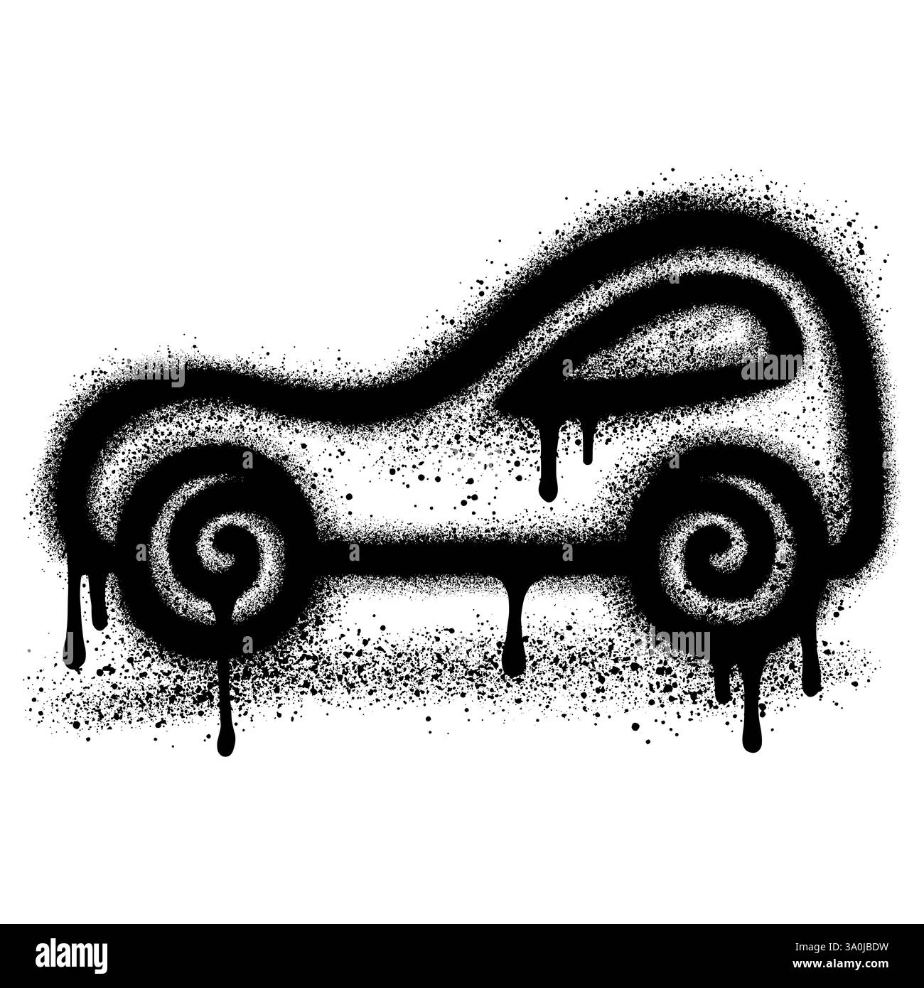 Lackiertes Graffiti-Auto mit weißem Hintergrund. Stock Vektor