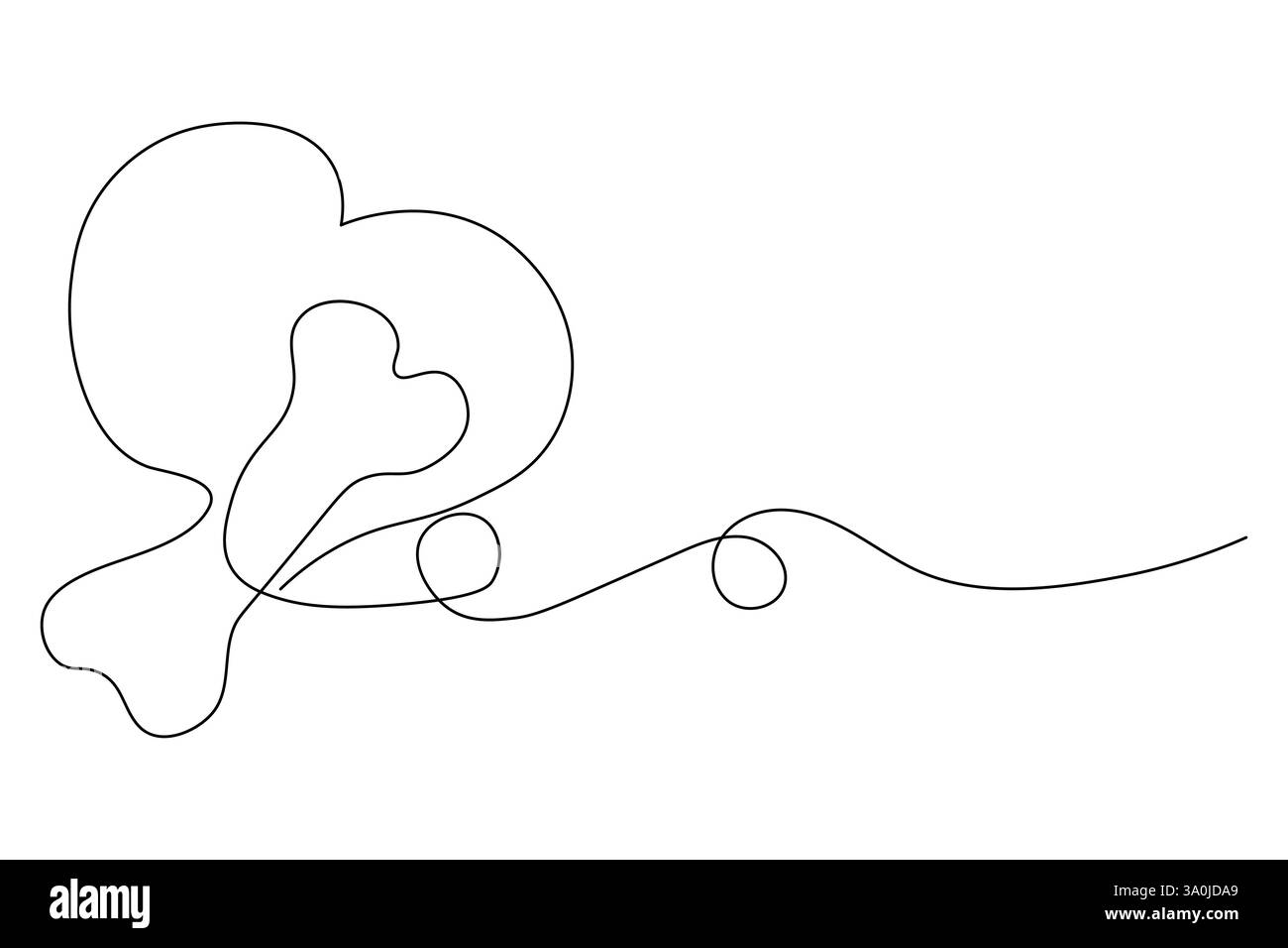 Hundeknochen kontinuierliche einzeilige Zeichnung Tierpfote Symbol Umrissvektor Symbol Stock Vektor