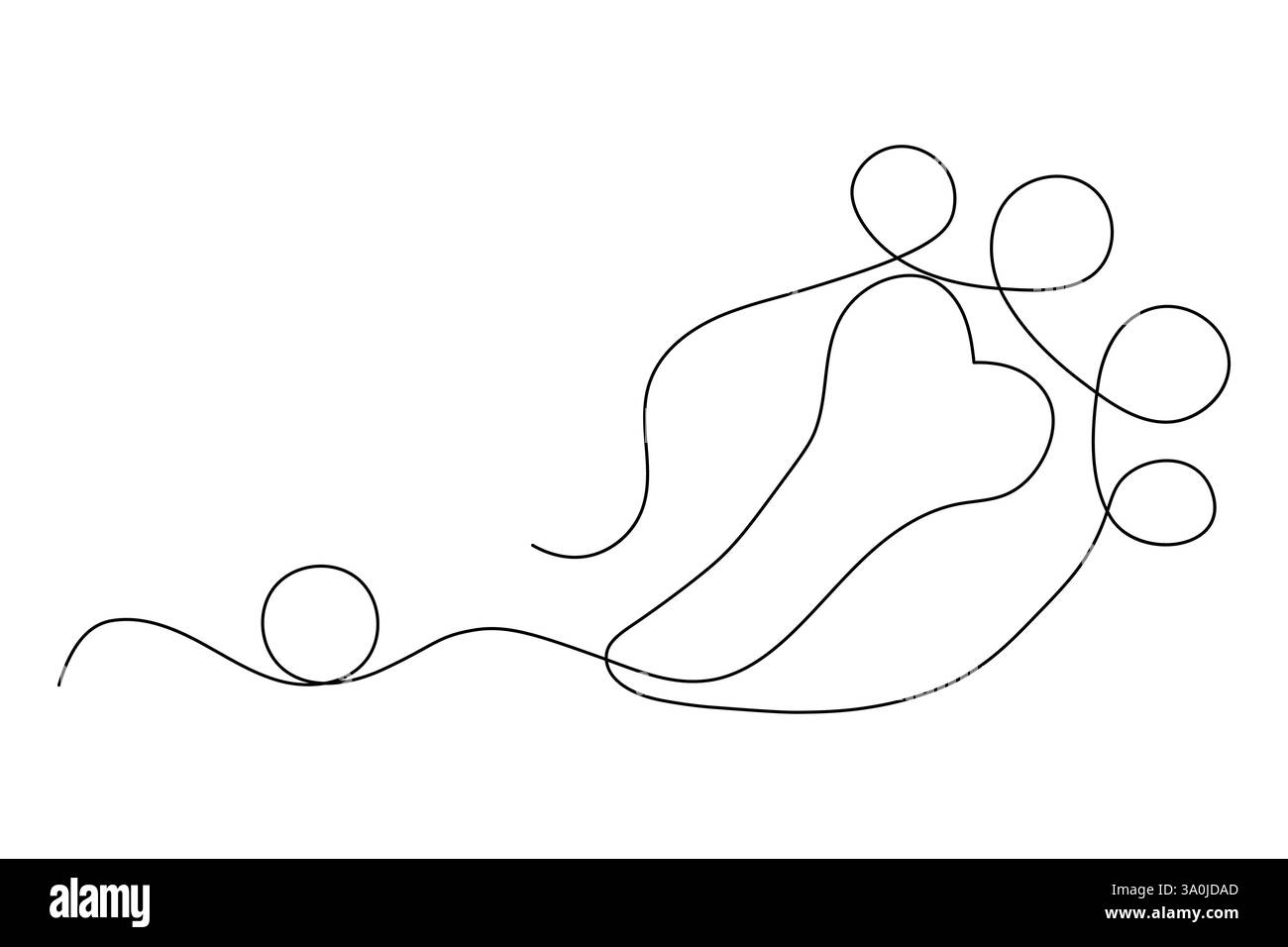 Hundeknochen kontinuierliche einzeilige Zeichnung Tierpfote Symbol Umrissvektor Symbol Stock Vektor