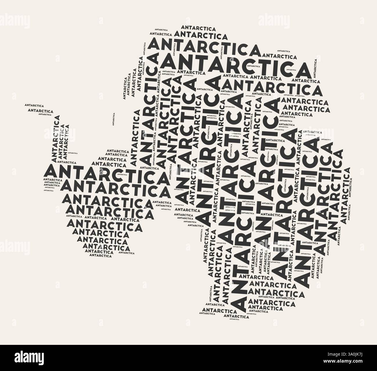 Antarktis Wortwolke. Land mit Geschäftsbereich Regionen. Antarktis typographischer Text Wolken Vektor-Bilddesign. Stock Vektor