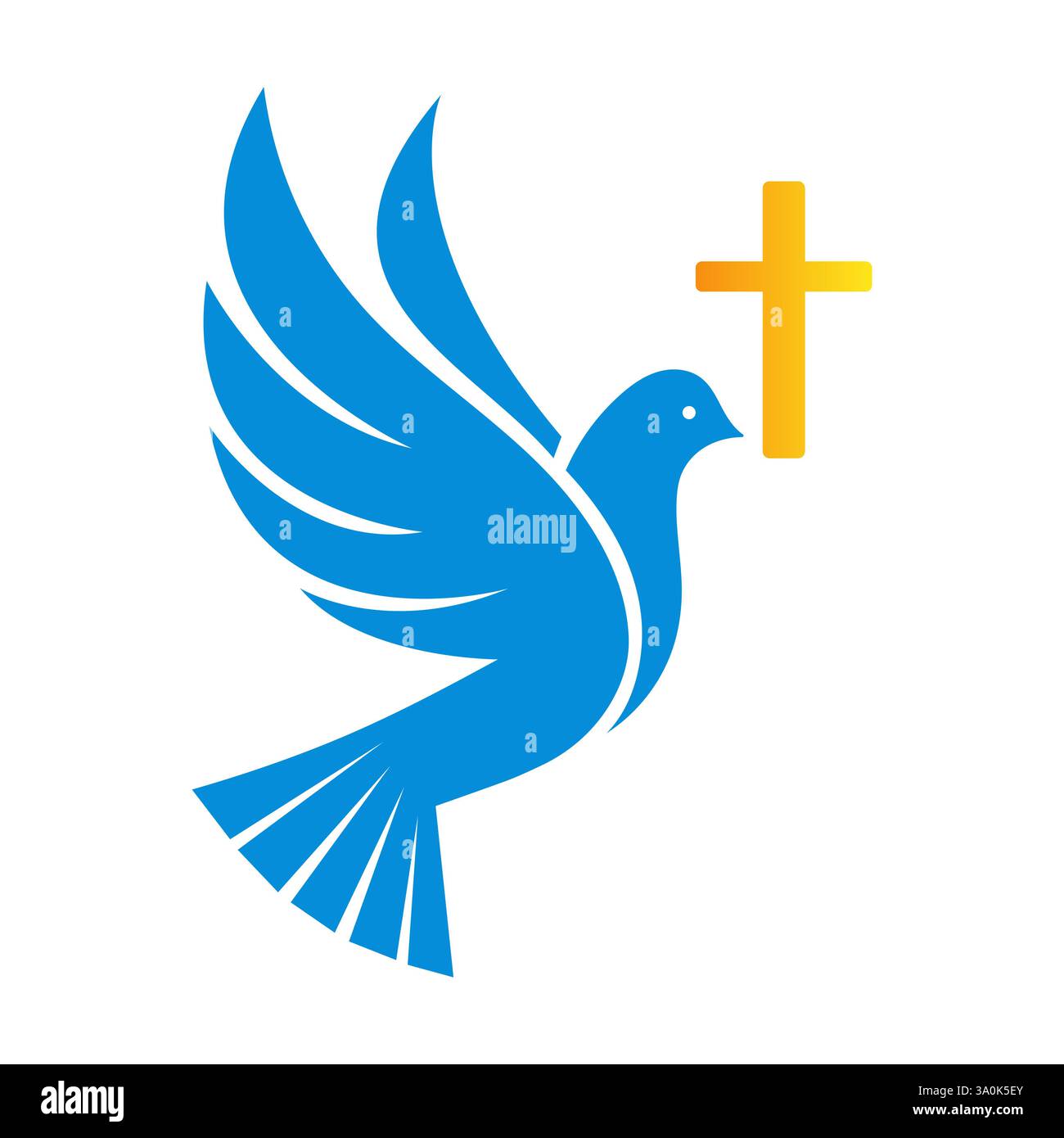 Kirchenlogo. Christliche Symbole Kreuz Taube Stock Vektor