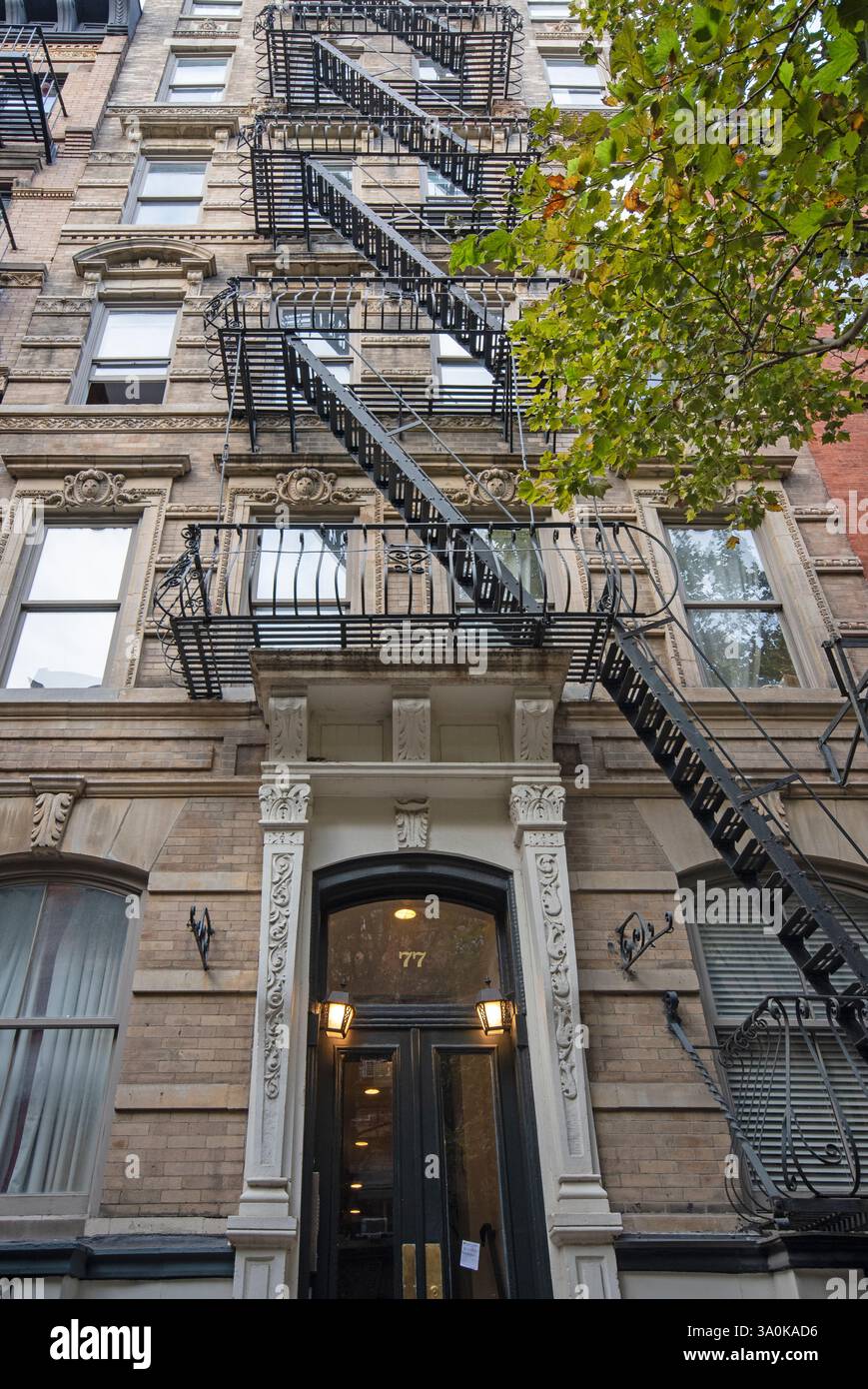 Gebäude mit typischen Feuerlöschern in Greenwich Village, Manhattan, Nerw York City, USA Stockfoto