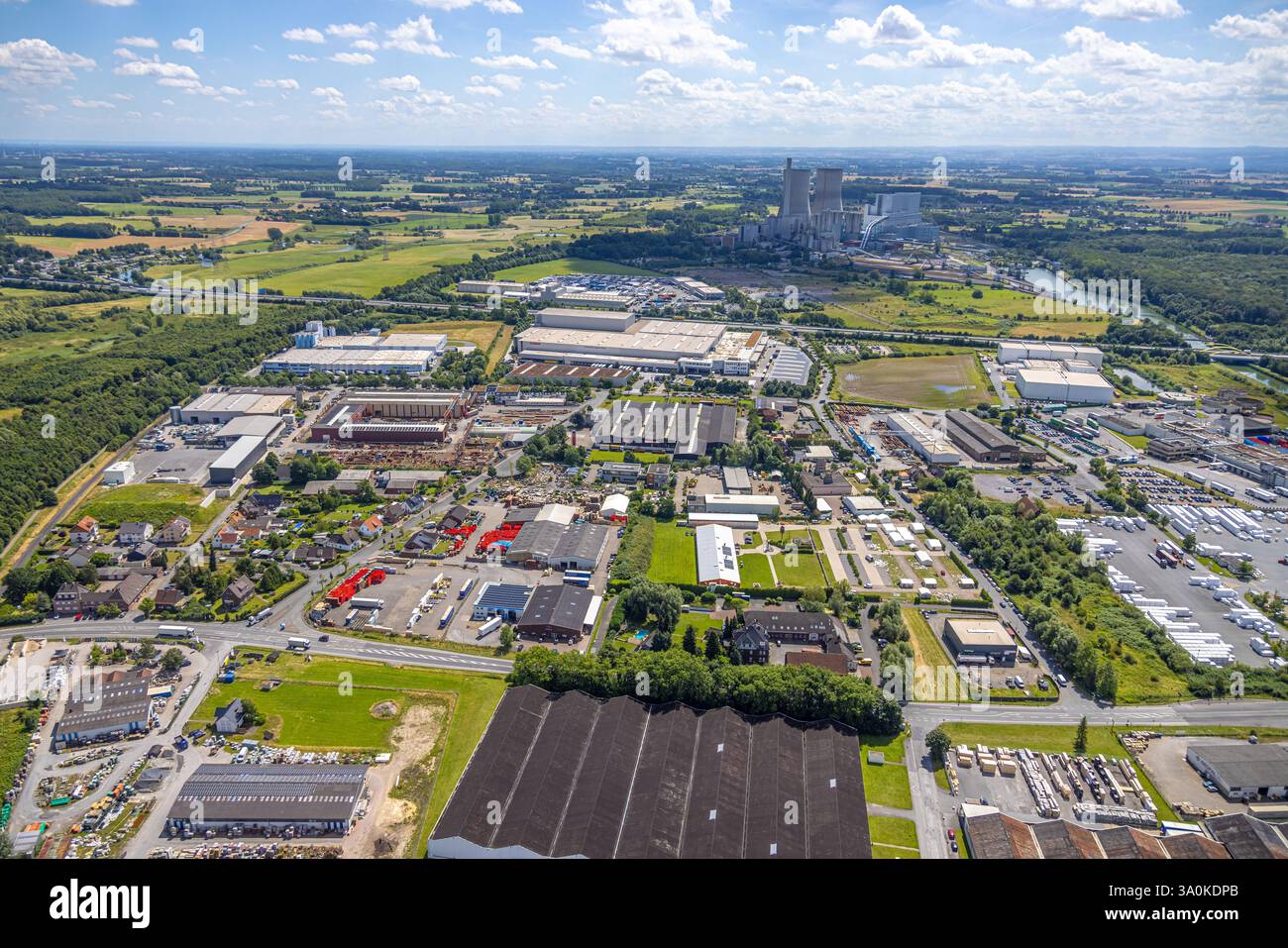 Luftaufnahme, Gewerbegebiet Zollstraße und Siegenbeckstraße, mit CS Parts Logistics GmbH Logistikdienst, Funke Kunststoffe und Kühlhaus Hamm, hig Stockfoto