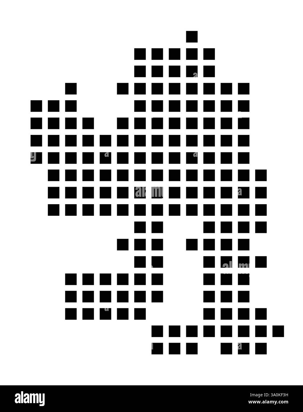 Symbolkarte von Yuba City (Kalifornien), die die Stadt mit einem Muster von nur wenigen schwarzen Quadraten zeigt Stock Vektor