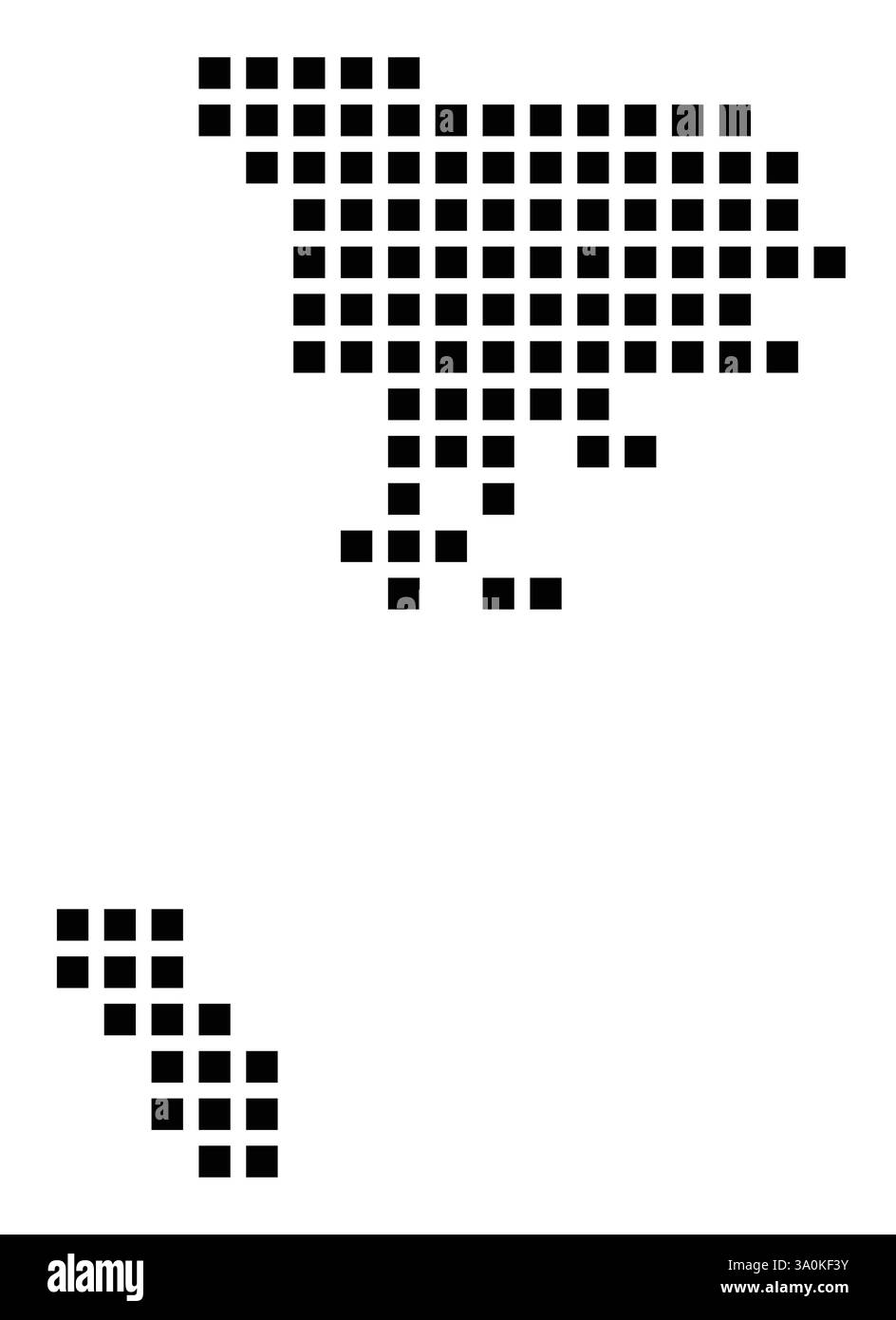 Symbol Karte der Stadt Modesto (Kalifornien), die die Stadt mit einem Muster von nur wenigen schwarzen Quadraten zeigt Stock Vektor