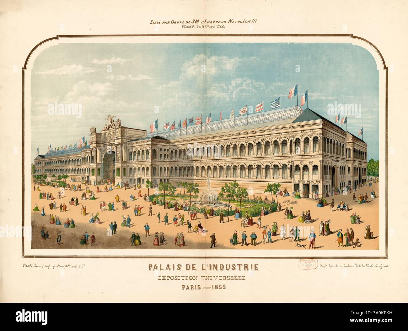 France Paris Exposition Universal 1855 - erbaut im Auftrag seiner Majestät Kaiser Napoleon III., Palast der Industrie Stockfoto