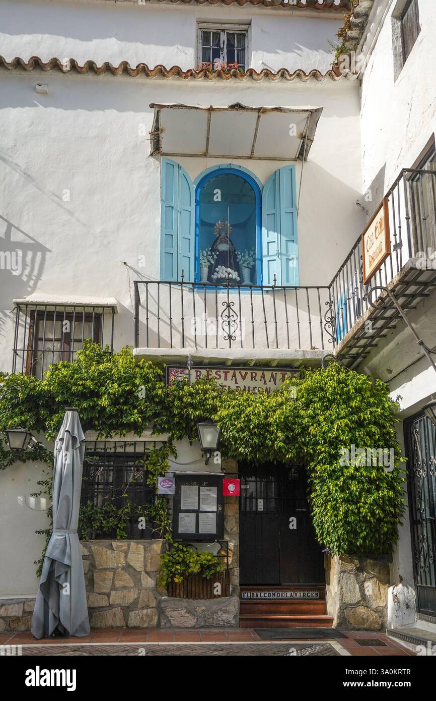 Jungfrau-Maria-Schrein in der Altstadt von Marbella, Costa del sol, Andalusien, Spanien. Stockfoto