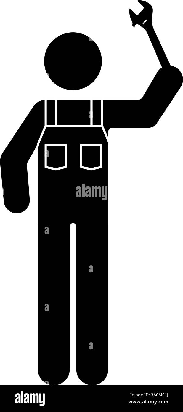 Abbildung des Symbols des Mechanikers mit einem Schraubenschlüssel Stock Vektor