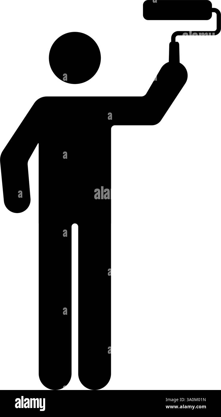 Piktogramm eines Malers mit Malerwalze-Symbol Stock Vektor