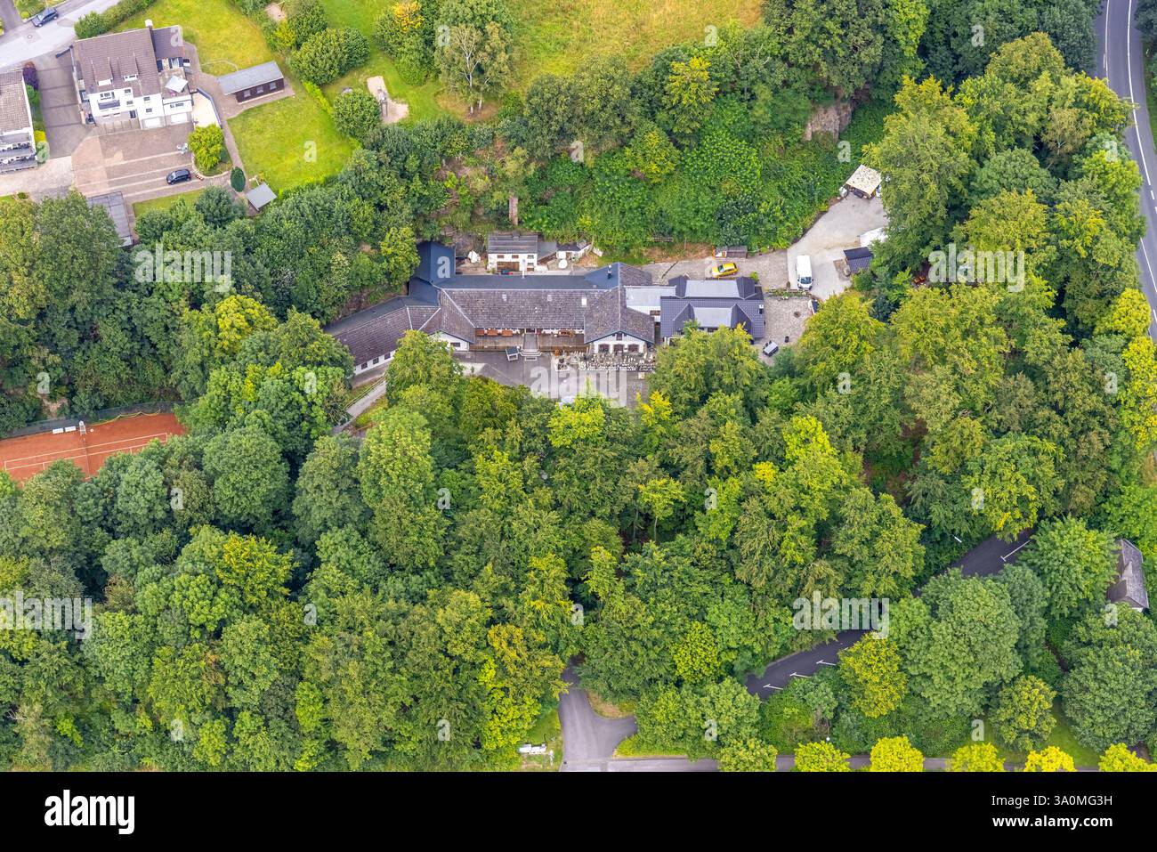Aus der Vogelperspektive, Kaiser-Heinrich-Bad, Mineralquelle, Belecke, Warstein, Sauerland, Nordrhein-Westfalen, Deutschland Stockfoto