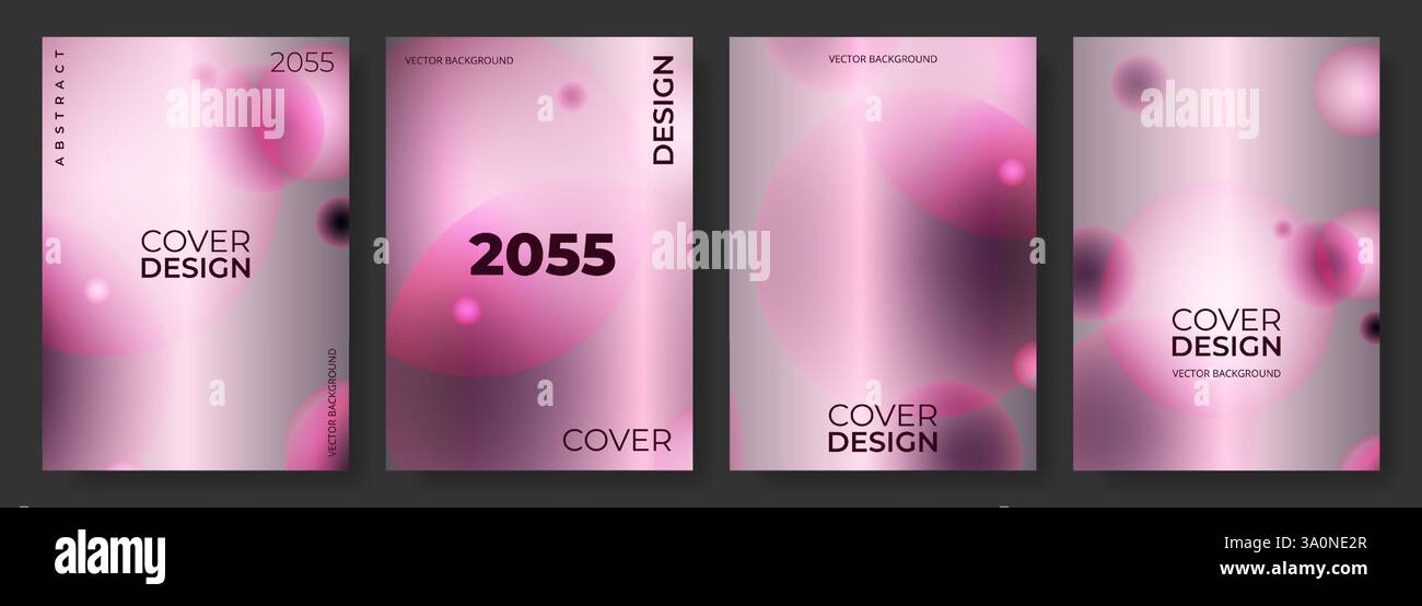 Abstraktes Set mit minimalistischem rosafarbenem Cover. Moderne Poster Hintergrund Sammlung Vektorschablone mit unscharfen Kreisformen für Flyer, Broschüre, Banner Stock Vektor