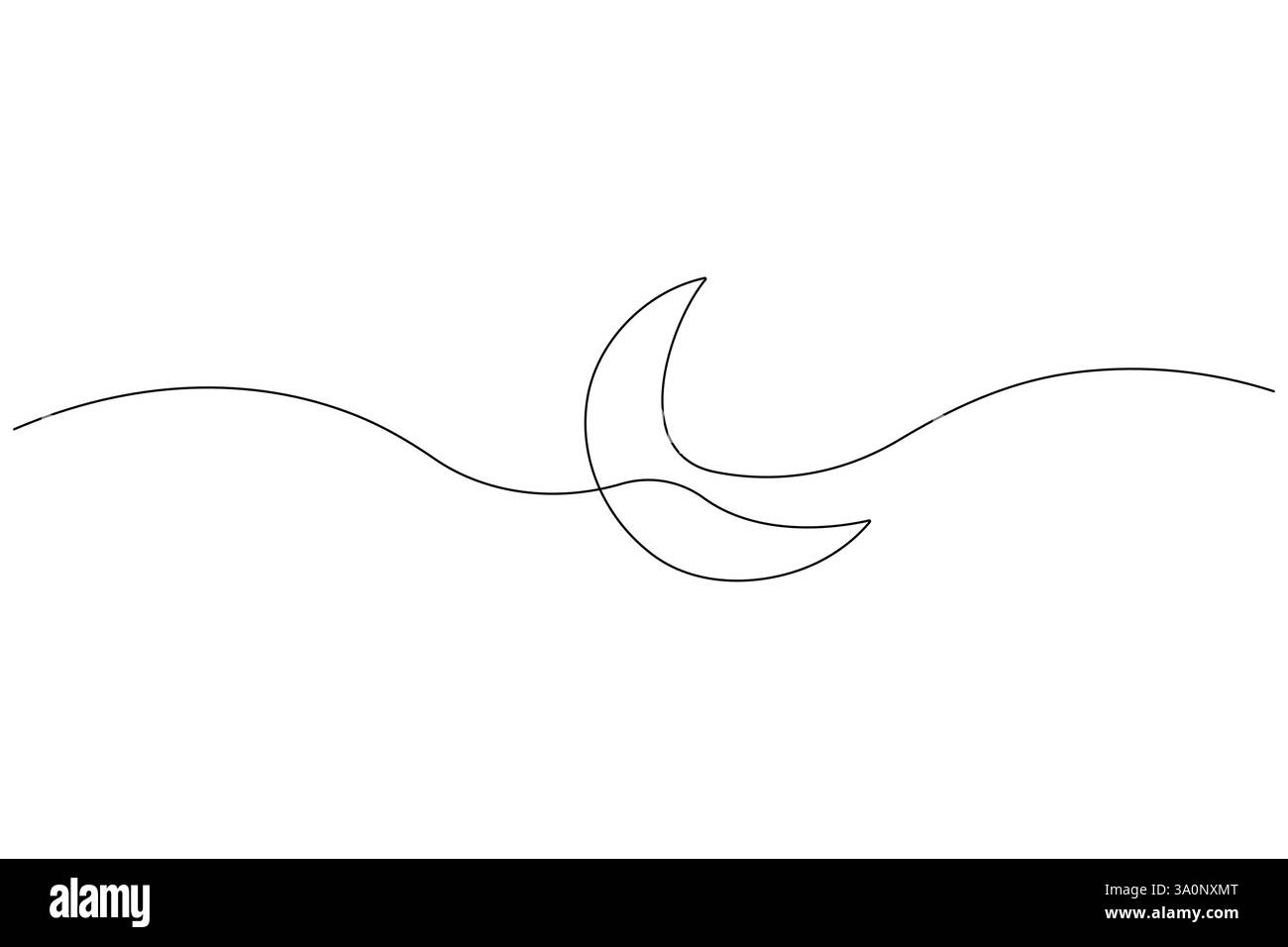 Mond Symbol eine durchgehende Linienzeichnung von Ramadan Kareem und Eid Banner in einfachen Umrissvektor Stock Vektor