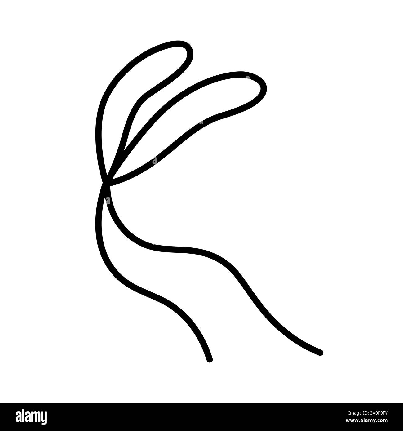 Symbol mit handgezeichneter, gebundener Schleife. Winkendes Band im Doodle-Stil. Dekorationselement der Modellstruktur. Isoliert auf weiß. Vektor Stock Vektor