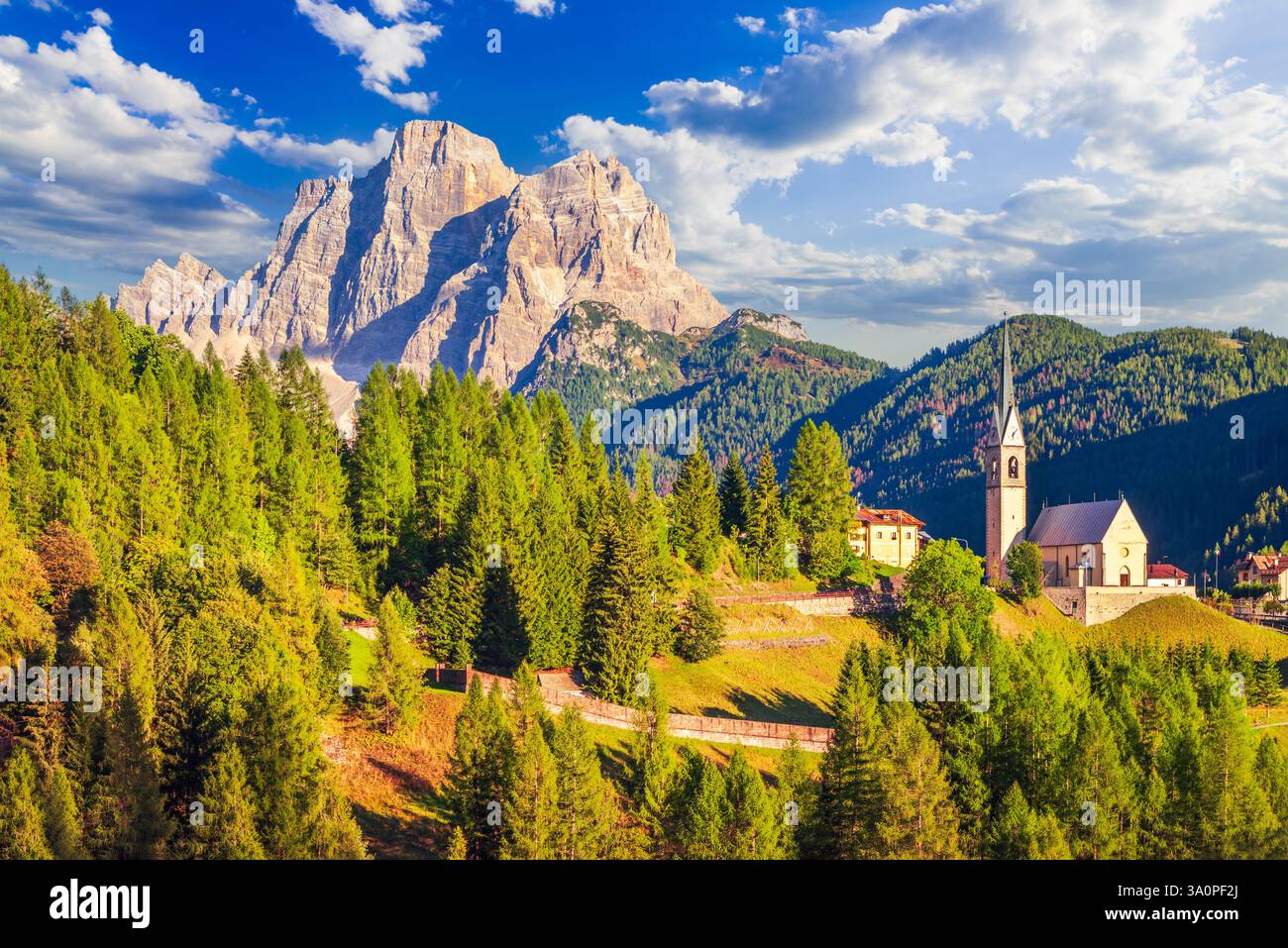 Dolomites Alps, Italy. Colle Santa Lucia, Mount Pelmo landscape of South Tyrol region. Stockfoto