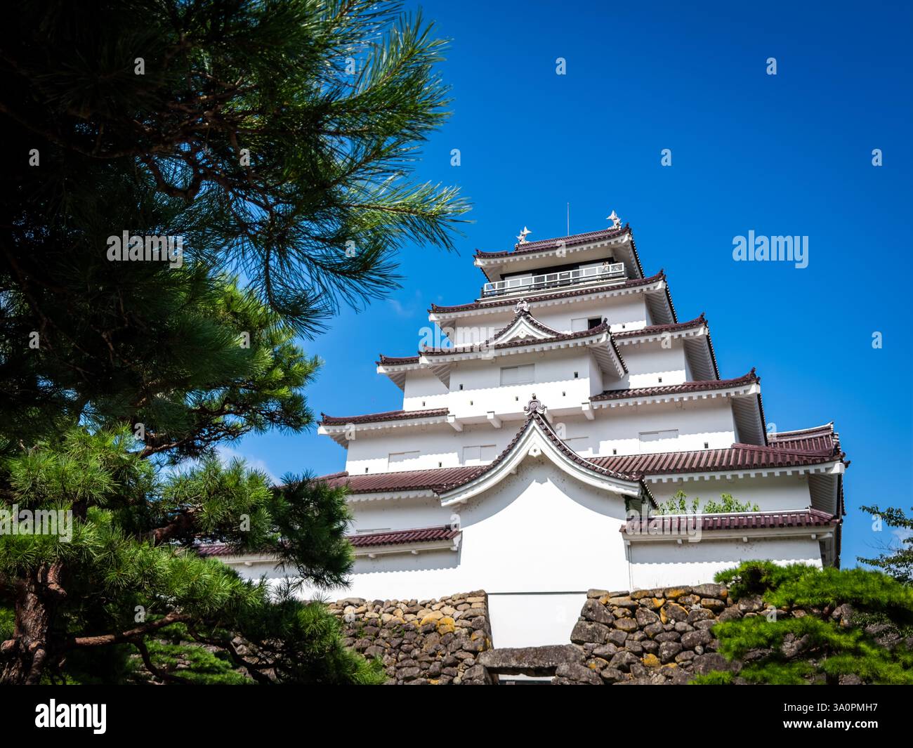 Schloss Tsuruga in Aizuwakamatsu, Fukushima, Japan Stockfoto