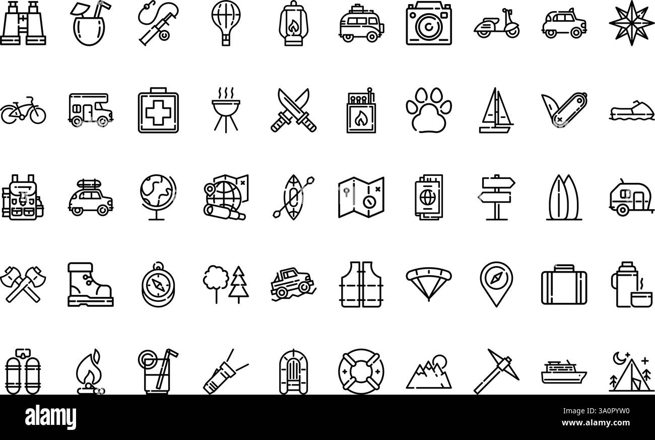 Hochwertige Sammlung von Vektorsymbolen mit editierbarer Kontur. Ideal für professionelle und kreative Projekte. Stock Vektor