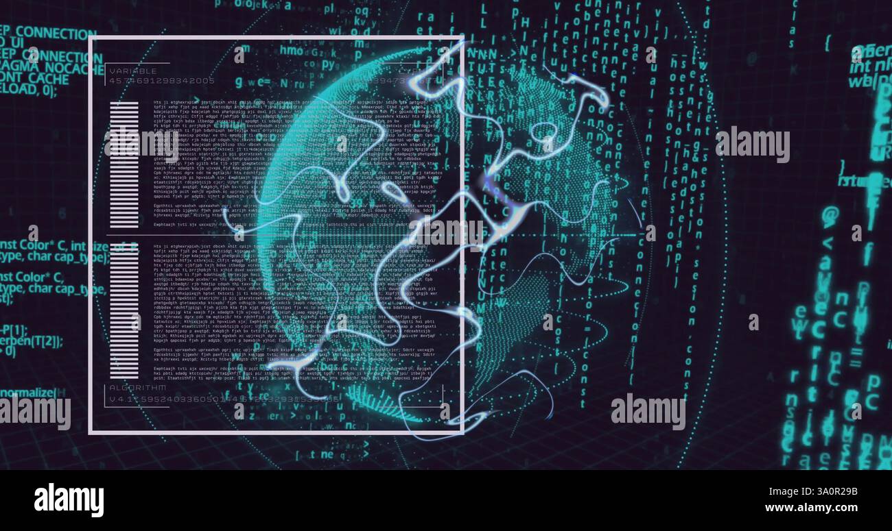 Bild von Globus über Datenverarbeitung Stockfoto