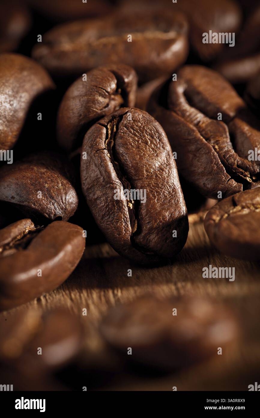 Kaffeebohnen-Makro Stockfoto