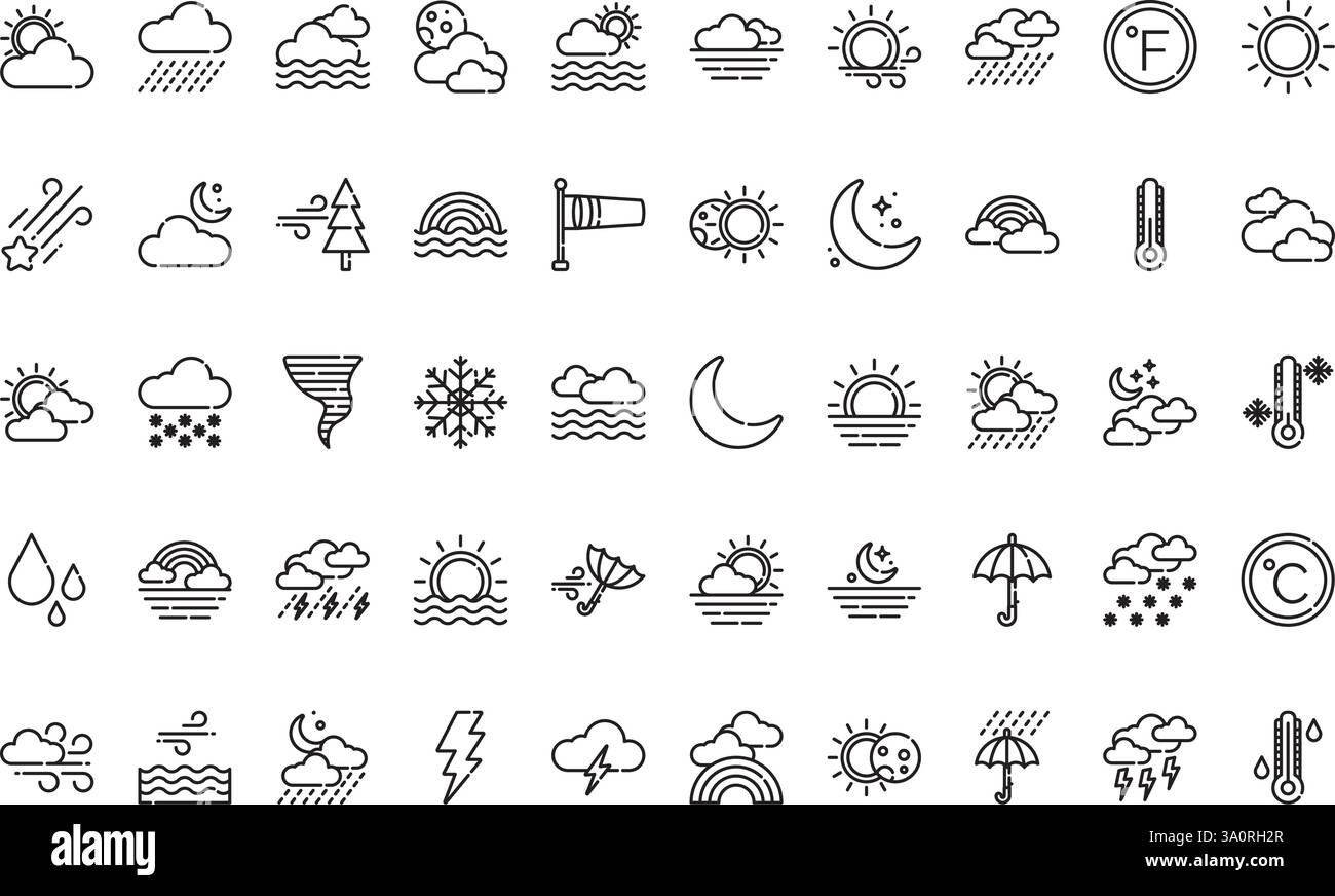 Hochwertige Sammlung von Vektorsymbolen mit editierbarer Kontur. Ideal für professionelle und kreative Projekte. Stock Vektor