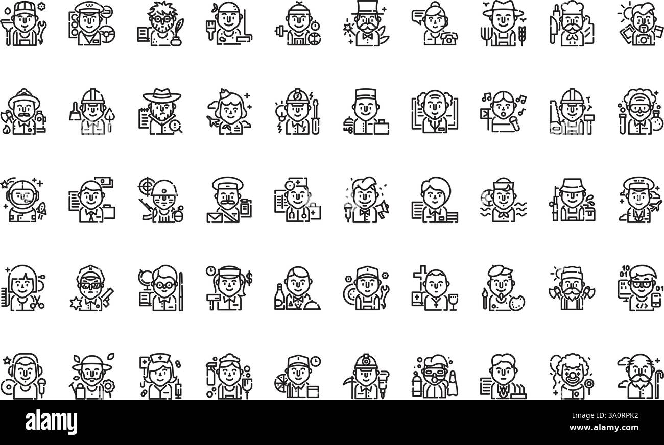 Hochwertige Sammlung von Vektorsymbolen mit editierbarer Kontur. Ideal für professionelle und kreative Projekte. Stock Vektor