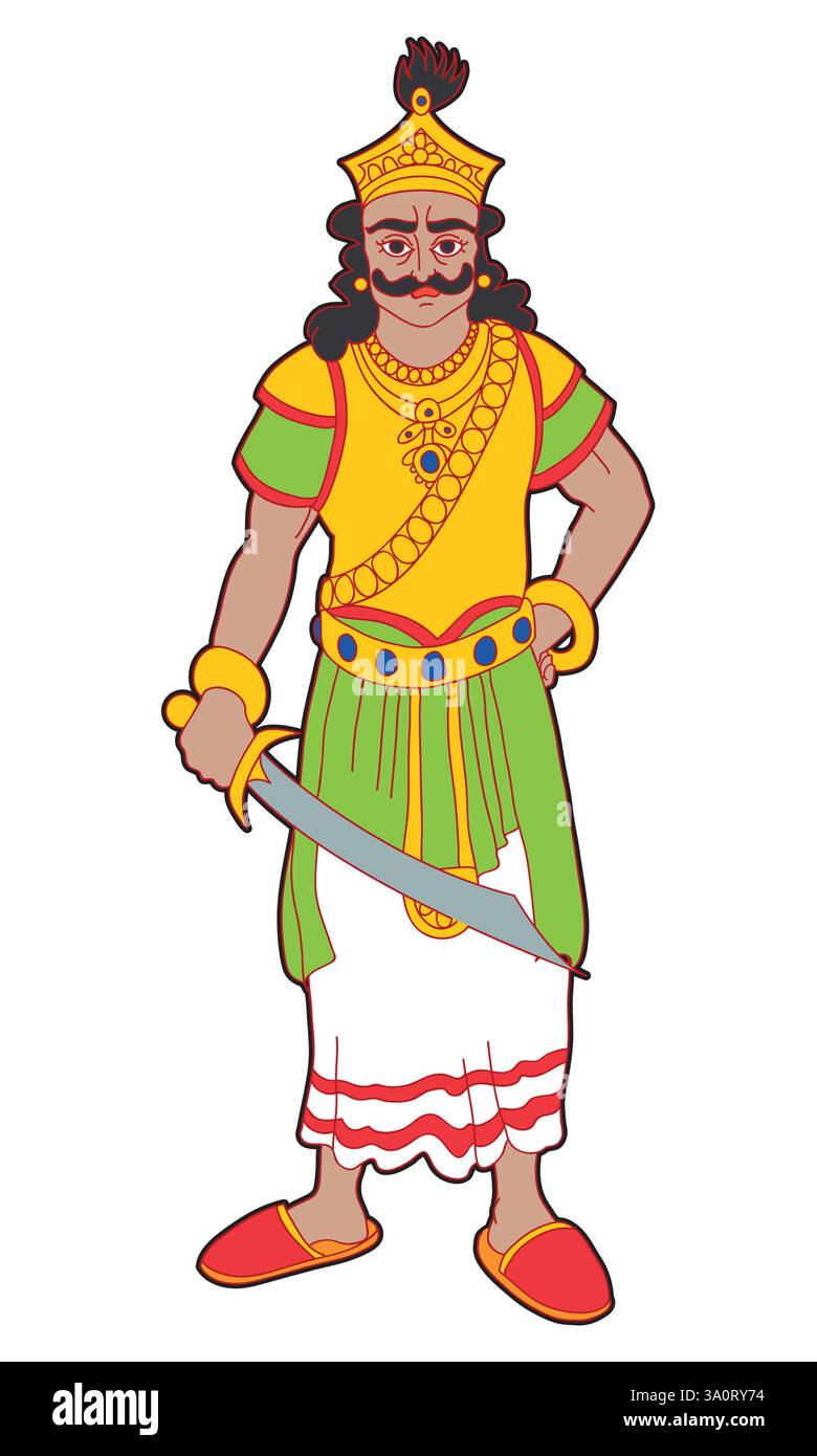 Art Meghanada (मेघनाद), Meghanāda oder Indrajita, ein großer Krieger nach hinduistischen Texten, der älteste Sohn von Ravana und Kronprinz von Lanka Stockfoto