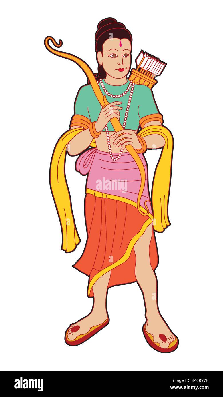 Art Lakshmana (लक्ष्मण) Laxmana, Lakhan, Saumitra oder Ramanuja, der jüngere Bruder von Rama im Hindu-Epos Ramayana, eine Inkarnation von Shesha Stockfoto