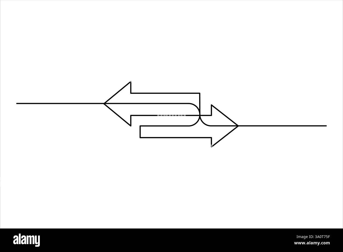 Durchgehende einzeilige Zeichnung von Pfeil, Pfeilsymbol, Vektorgrafik Stock Vektor