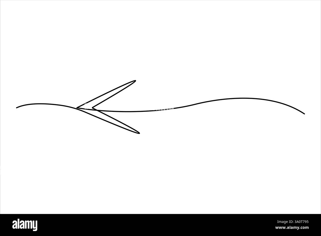 Durchgehende einzeilige Zeichnung von Pfeil, Pfeilsymbol, Vektorgrafik Stock Vektor